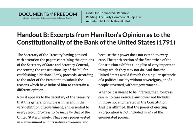 Why Was National Bank Important: Hamilton's Vision 1791